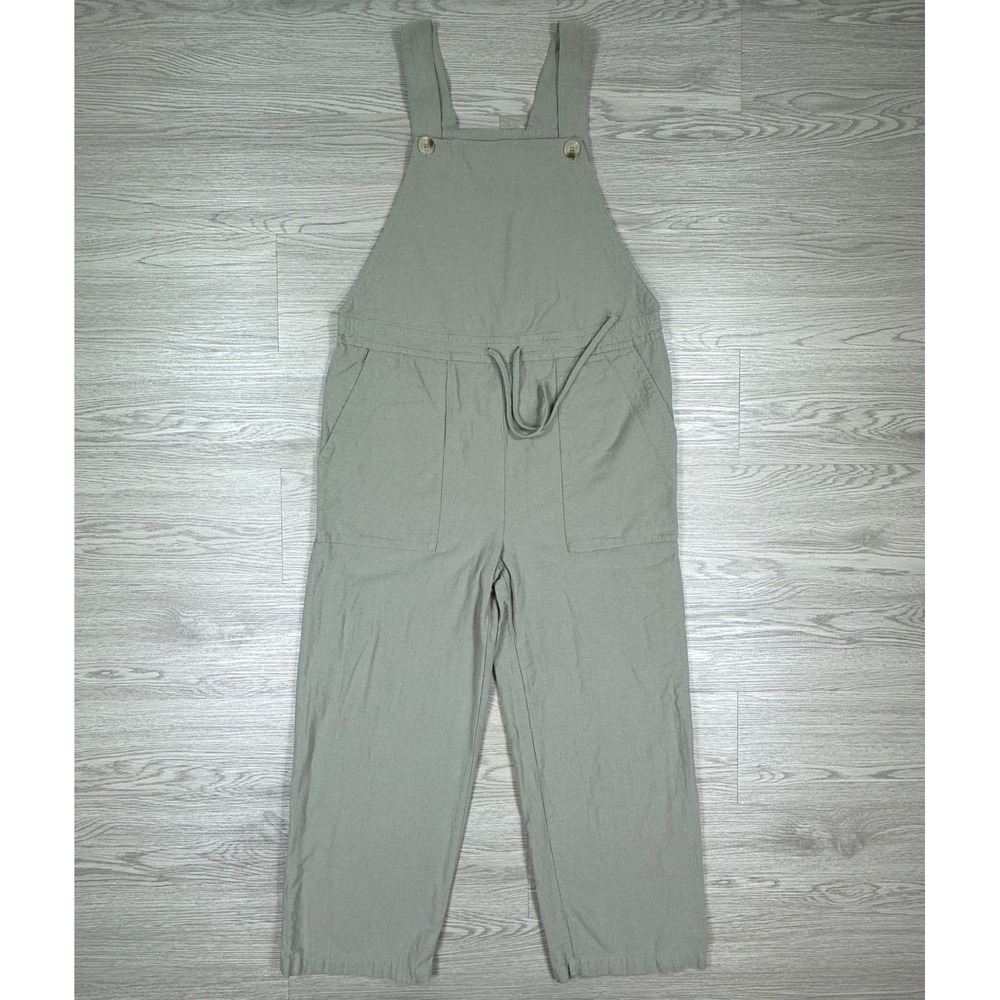 Rhythm Women's Overalls Linen Blend Drawstring Waist Sage Green Size XS Wide Leg